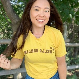 Mustard Yellow “Hello Darlin” Graphic Tee